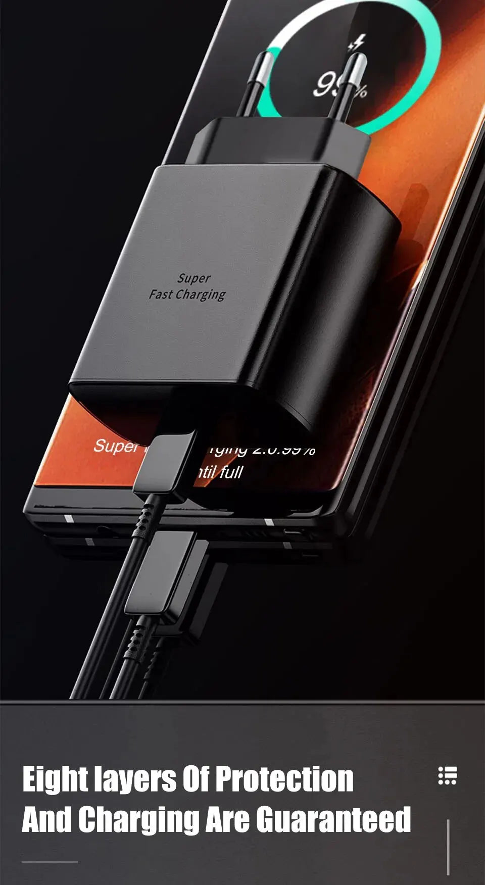 45W PD USB-C Fast Charger for Samsung S20 S21 FE S22 S23 S24 Note 20 A14 A15 A25 A53 A54 Dual Type C Super Quick Charge 5A Cable