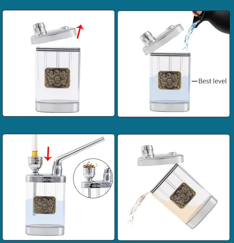 New Design Tar Filtration water Smoke Pipe Microfilter Portable Tobacco Pipe Creative Circulation Cigarette filter Smoking Tool
