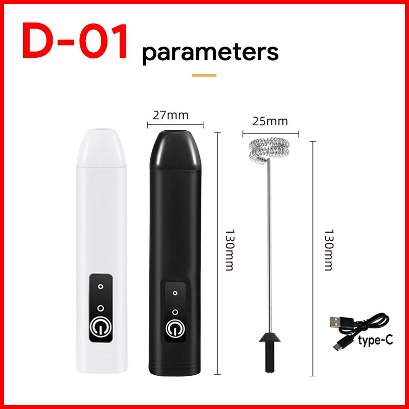 HOT Electric Milk Frother + Egg Beater Wireless Type-C Charging 3 Speeds Mini Handheld Foam Maker Coffee Whisk Cooking Tools