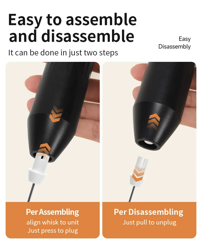 HOT Electric Milk Frother + Egg Beater Wireless Type-C Charging 3 Speeds Mini Handheld Foam Maker Coffee Whisk Cooking Tools