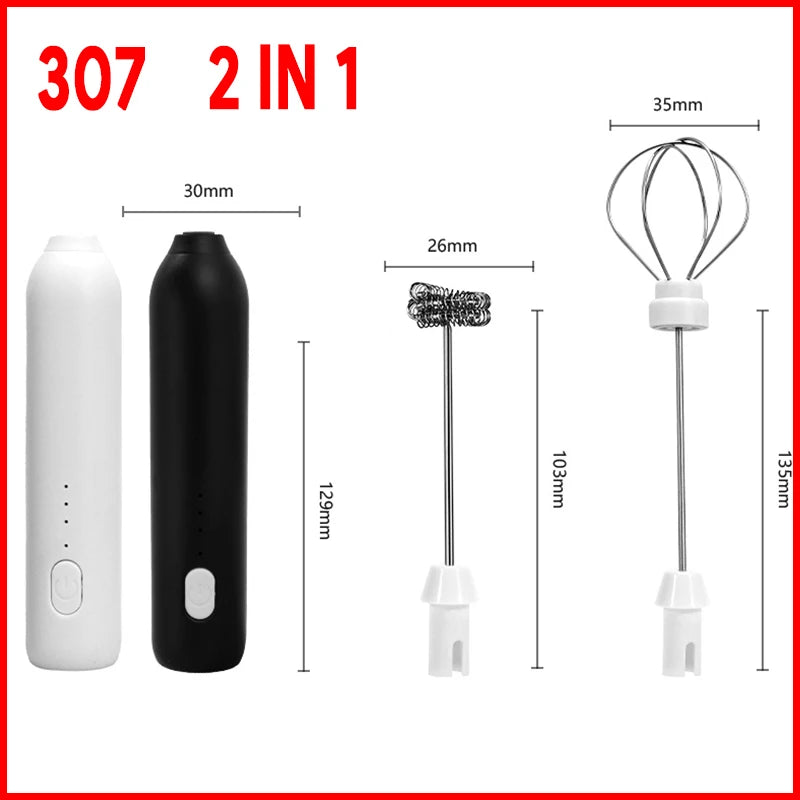 HOT Electric Milk Frother + Egg Beater Wireless Type-C Charging 3 Speeds Mini Handheld Foam Maker Coffee Whisk Cooking Tools