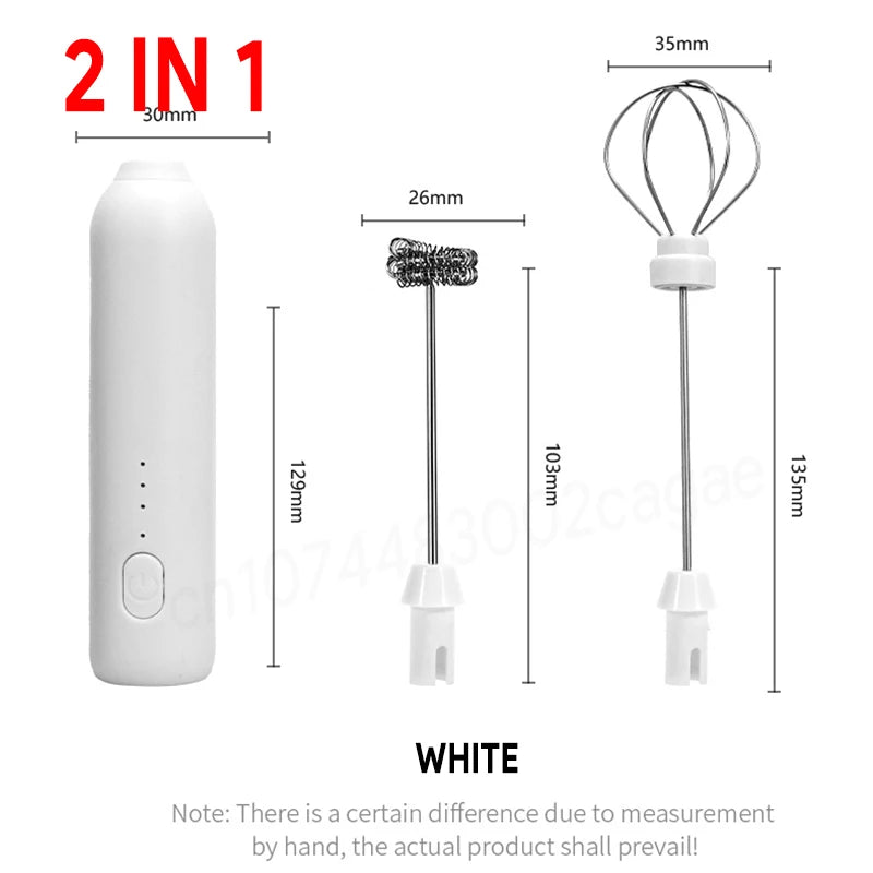HOT Electric Milk Frother + Egg Beater Wireless Type-C Charging 3 Speeds Mini Handheld Foam Maker Coffee Whisk Cooking Tools