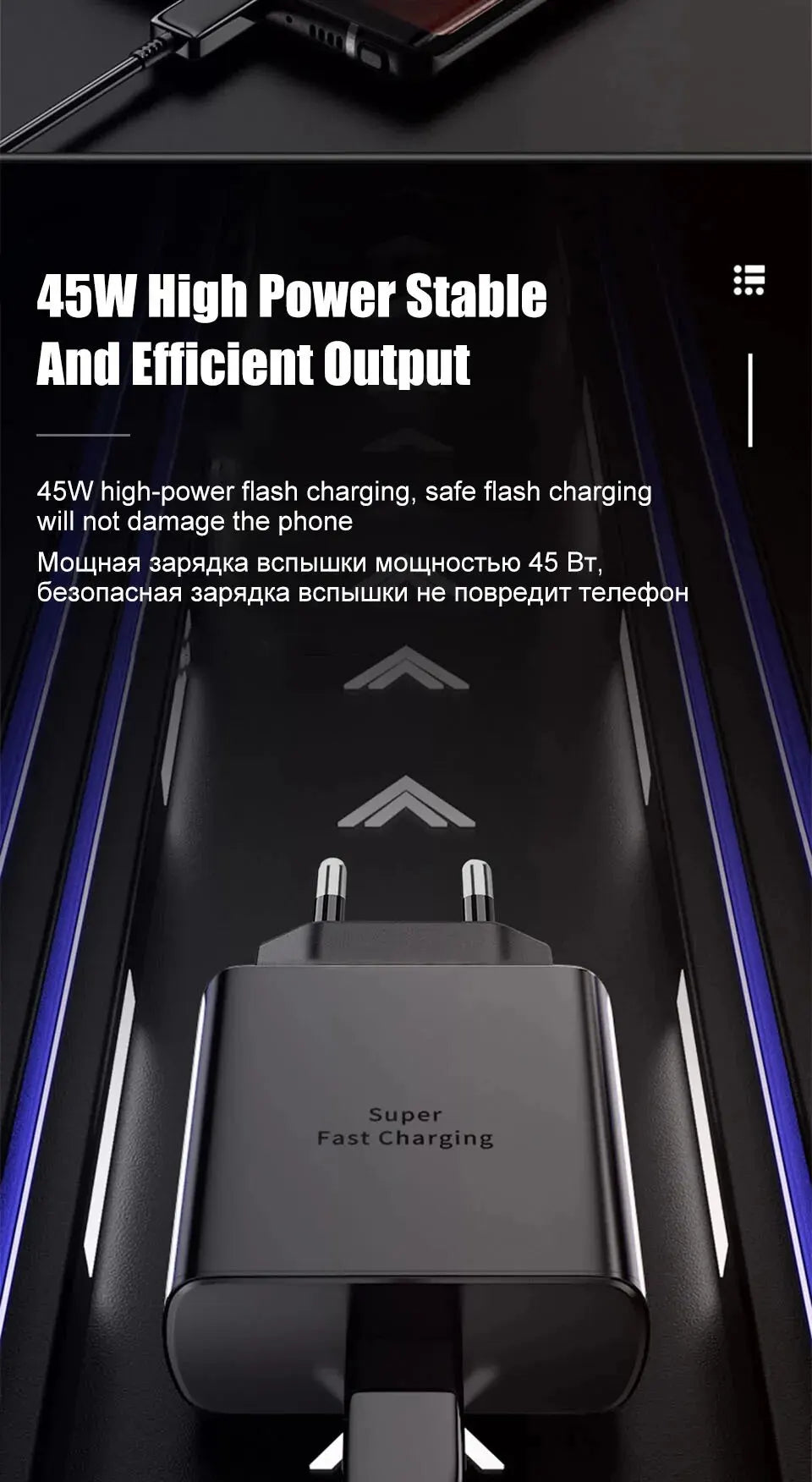 45W PD USB-C Fast Charger for Samsung S20 S21 FE S22 S23 S24 Note 20 A14 A15 A25 A53 A54 Dual Type C Super Quick Charge 5A Cable