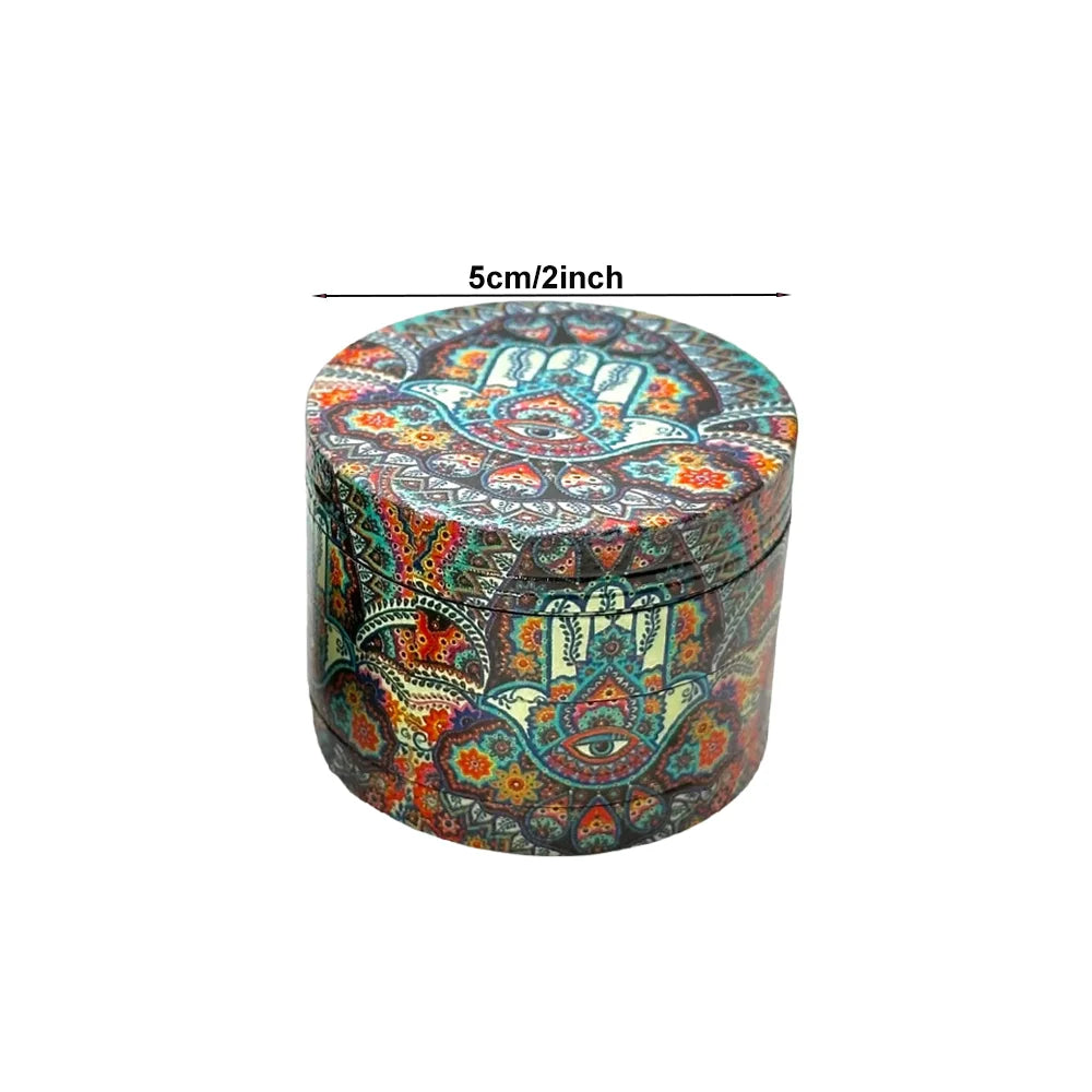 Psychedelic Sun Moon Herb Grinder | 4-Layer Zinc Crusher 4-Layer Grinder with Pollen Catcher