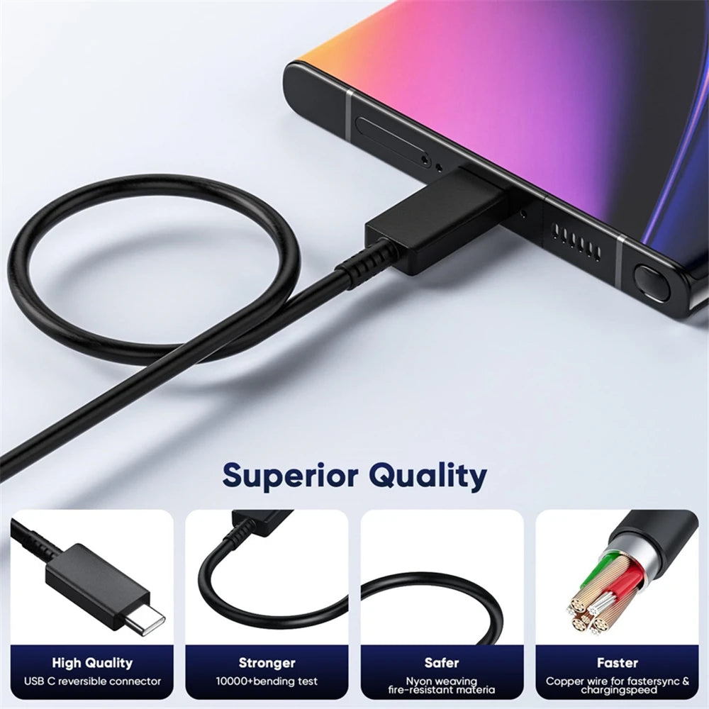 45W PD USB-C Fast Charger for Samsung S20 S21 FE S22 S23 S24 Note 20 A14 A15 A25 A53 A54 Dual Type C Super Quick Charge 5A Cable