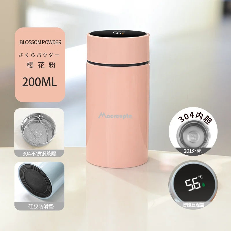 200ML Smart Thermos Water Bottle Stainless Steel Temperature Display Thermos Cup Mini Pocket Cup Vacuum Flasks Coffee Cup Gift