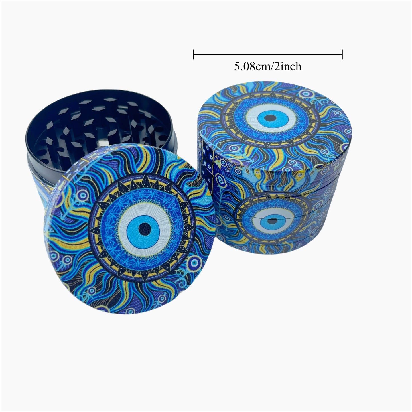 Psychedelic Sun Moon Herb Grinder | 4-Layer Zinc Crusher 4-Layer Grinder with Pollen Catcher