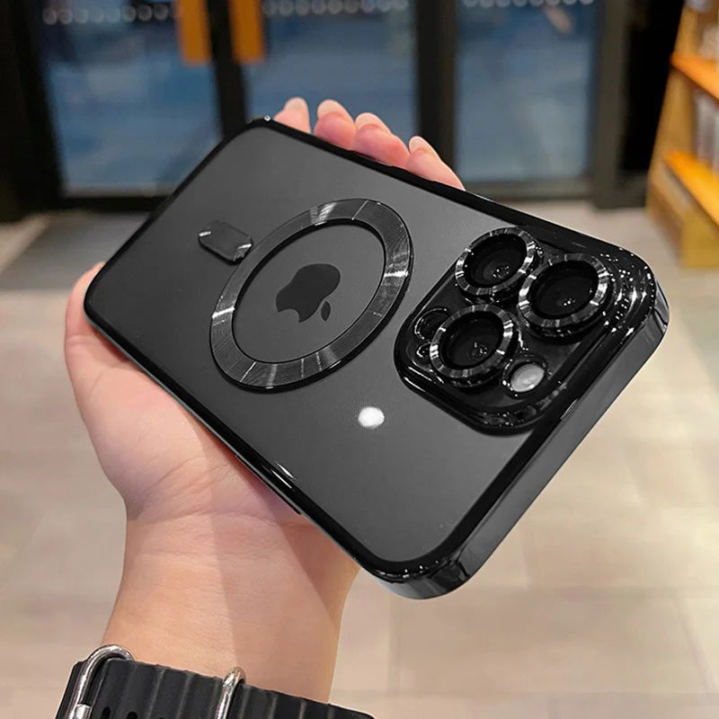 Luxury Magnetic Plating Clear Case For Magsafe Wireless Charging iPhone 12 13 14 15 16 Pro Max Plus Shockproof Silicone Cover