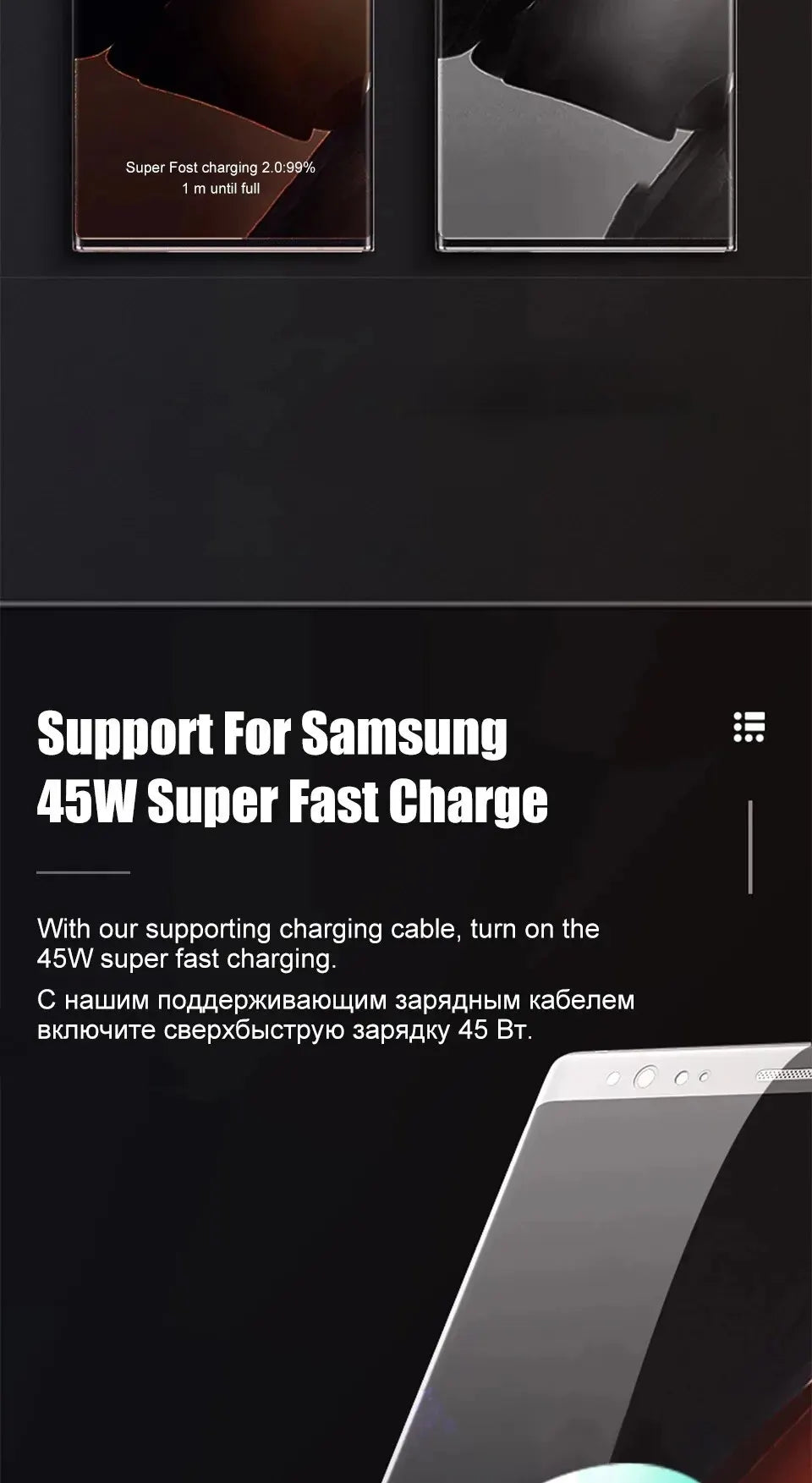 45W PD USB-C Fast Charger for Samsung S20 S21 FE S22 S23 S24 Note 20 A14 A15 A25 A53 A54 Dual Type C Super Quick Charge 5A Cable