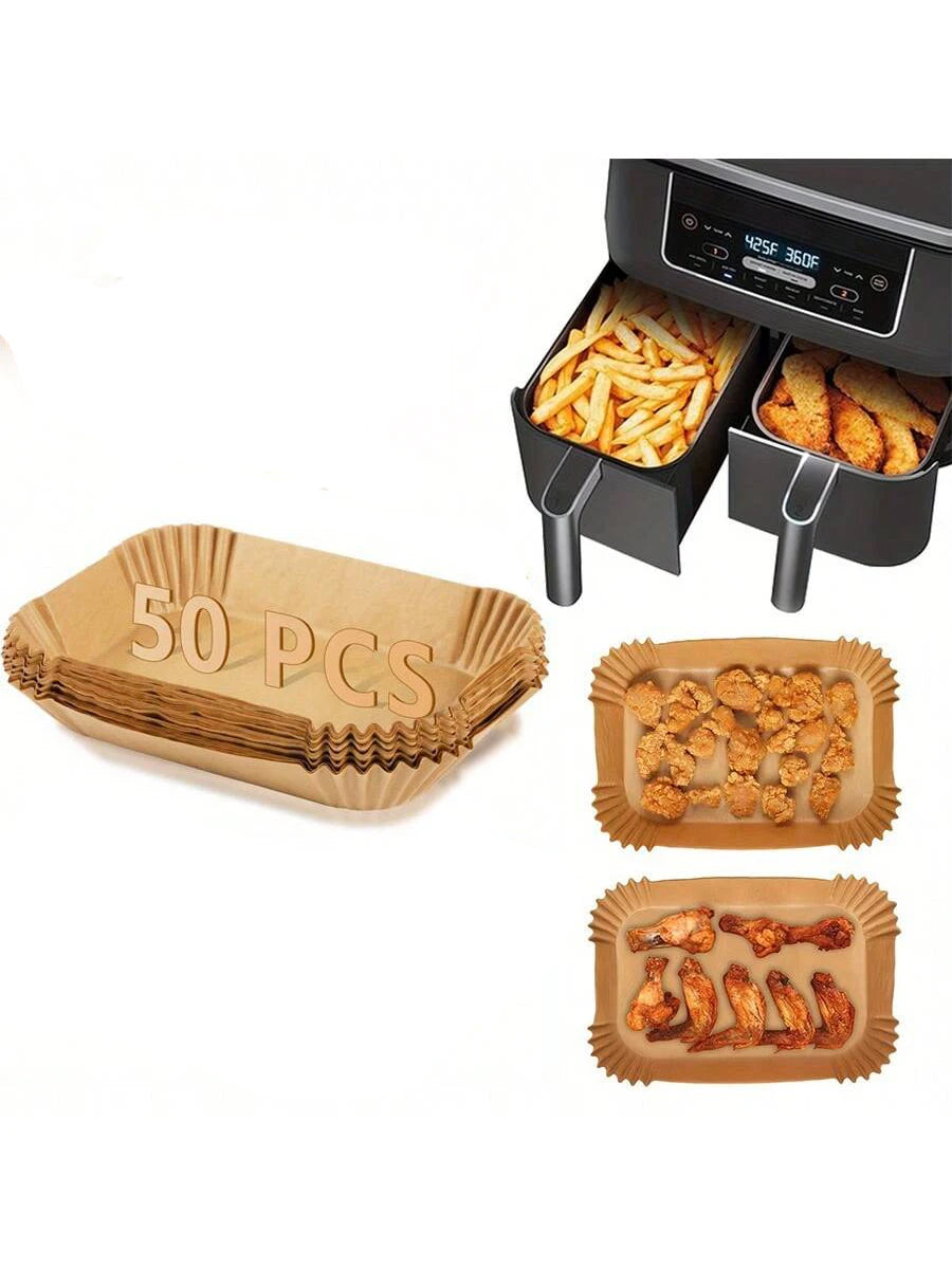 10-200pcs Air Fryer Disposable Paper Liner Square Air Fryer Liner Oil & Waterproof Parchment Paper for Baking Roasting & BBQs Gr