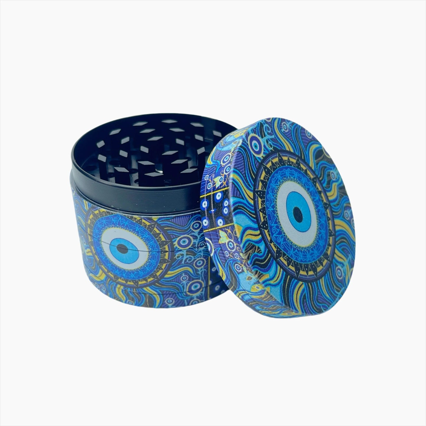 Psychedelic Sun Moon Herb Grinder | 4-Layer Zinc Crusher 4-Layer Grinder with Pollen Catcher