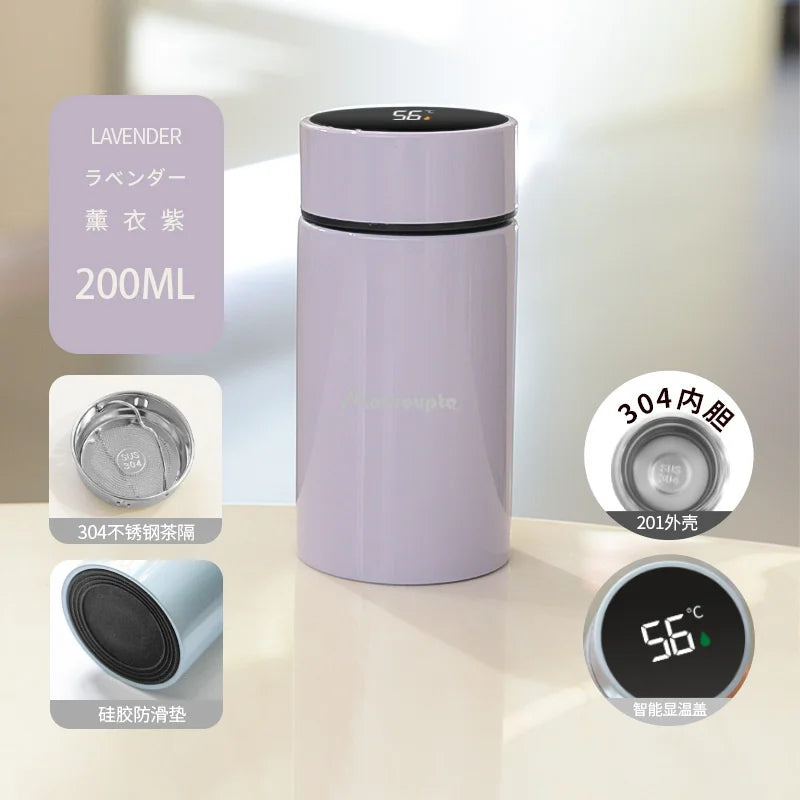 200ML Smart Thermos Water Bottle Stainless Steel Temperature Display Thermos Cup Mini Pocket Cup Vacuum Flasks Coffee Cup Gift