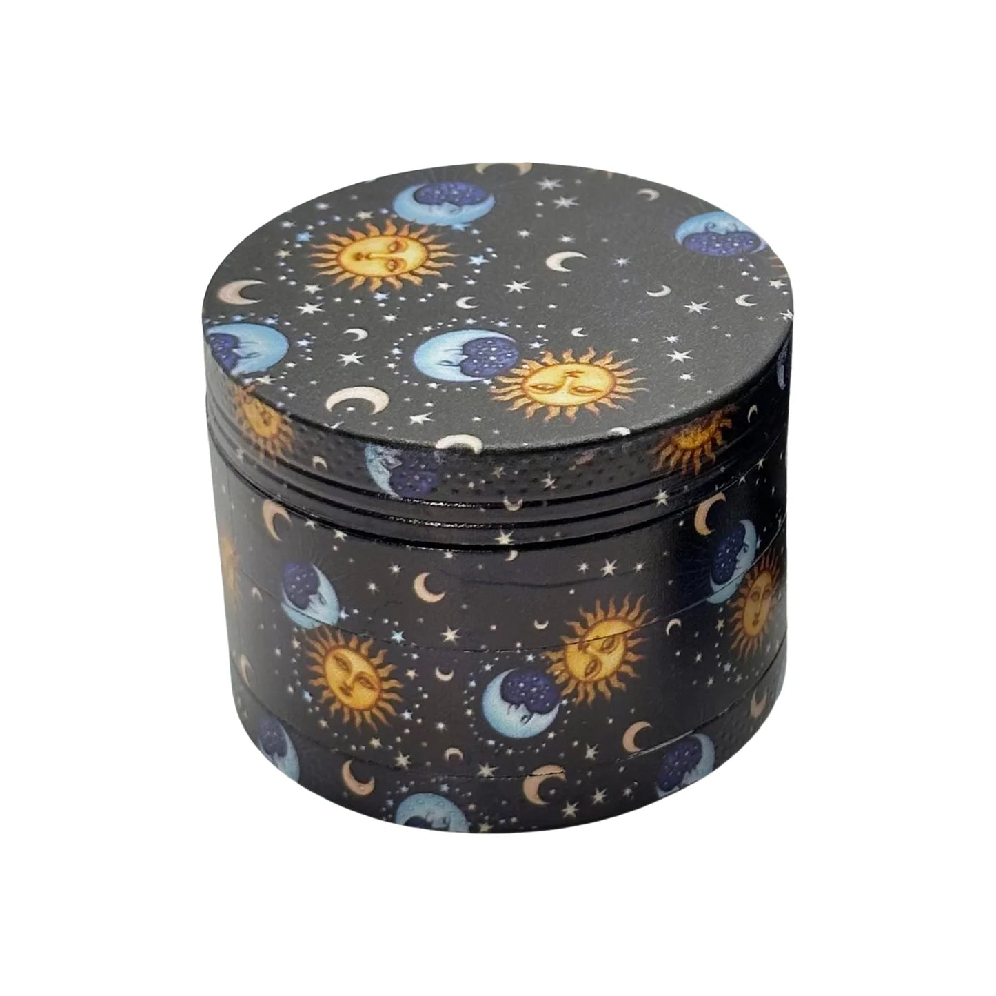 Psychedelic Sun Moon Herb Grinder | 4-Layer Zinc Crusher 4-Layer Grinder with Pollen Catcher