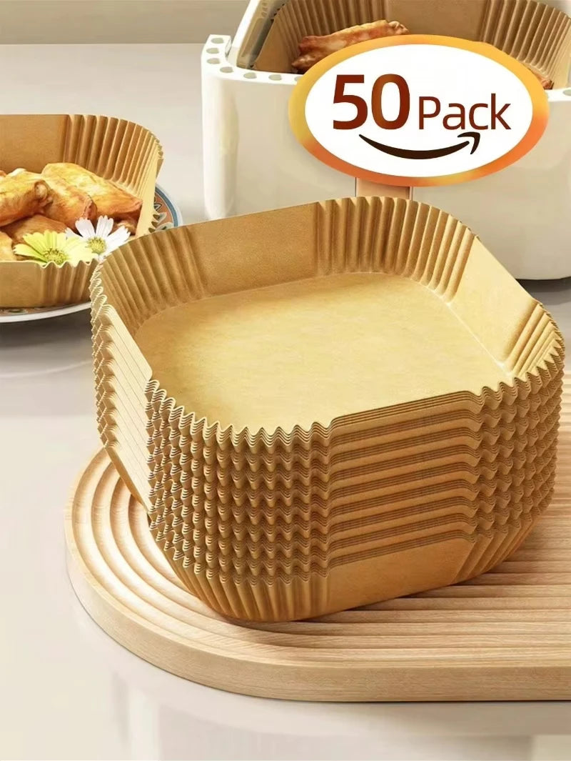10-200pcs Air Fryer Disposable Paper Liner Square Air Fryer Liner Oil & Waterproof Parchment Paper for Baking Roasting & BBQs Gr