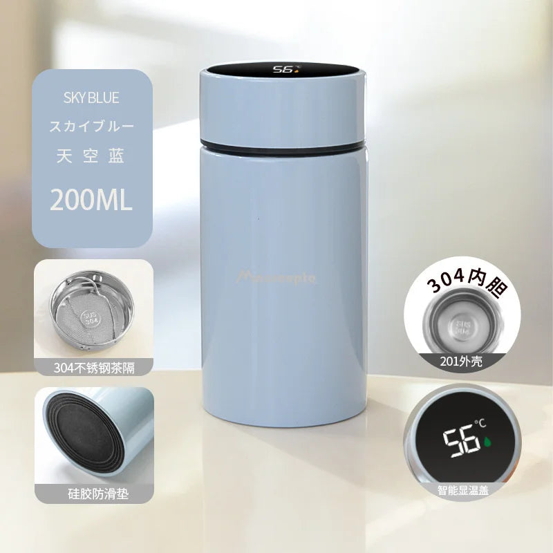 200ML Smart Thermos Water Bottle Stainless Steel Temperature Display Thermos Cup Mini Pocket Cup Vacuum Flasks Coffee Cup Gift