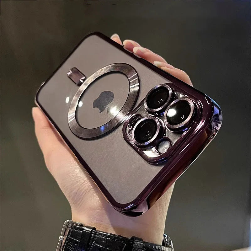 Luxury Magnetic Plating Clear Case For Magsafe Wireless Charging iPhone 12 13 14 15 16 Pro Max Plus Shockproof Silicone Cover
