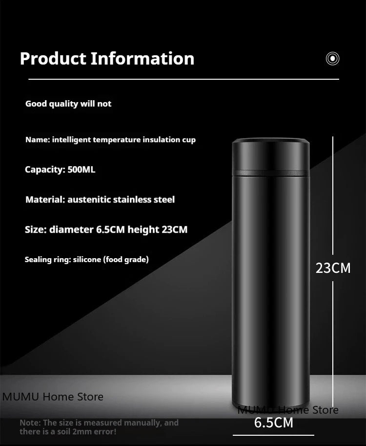 500ML Intelligent Temperature Thermos Bottle Sports Water Cup Car Insulated Cup Keeps Cold and Heat Thermal Mug Vacuum Flasks