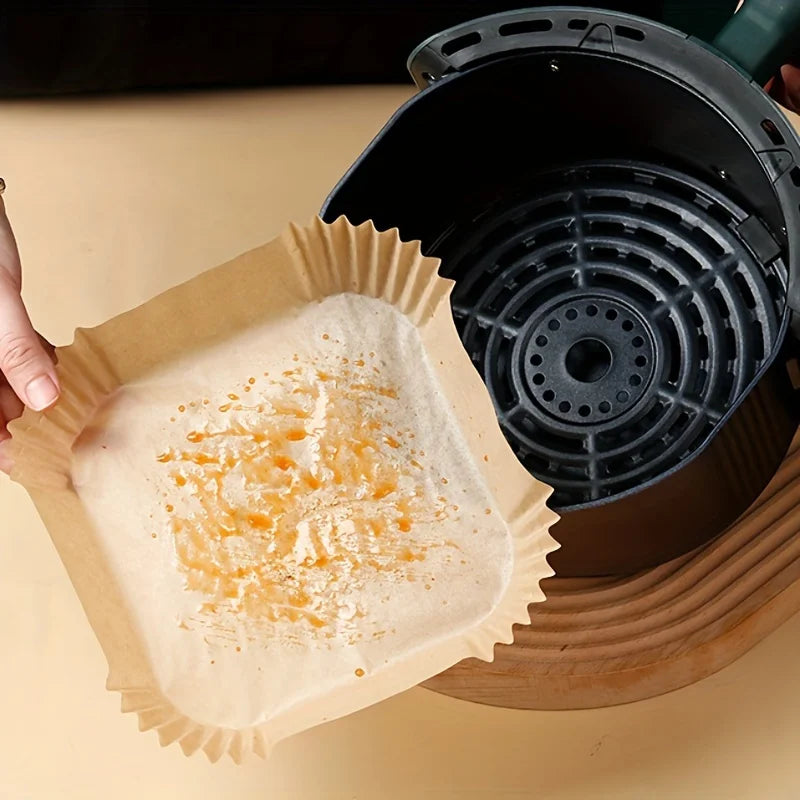 10-200pcs Air Fryer Disposable Paper Liner Square Air Fryer Liner Oil & Waterproof Parchment Paper for Baking Roasting & BBQs Gr