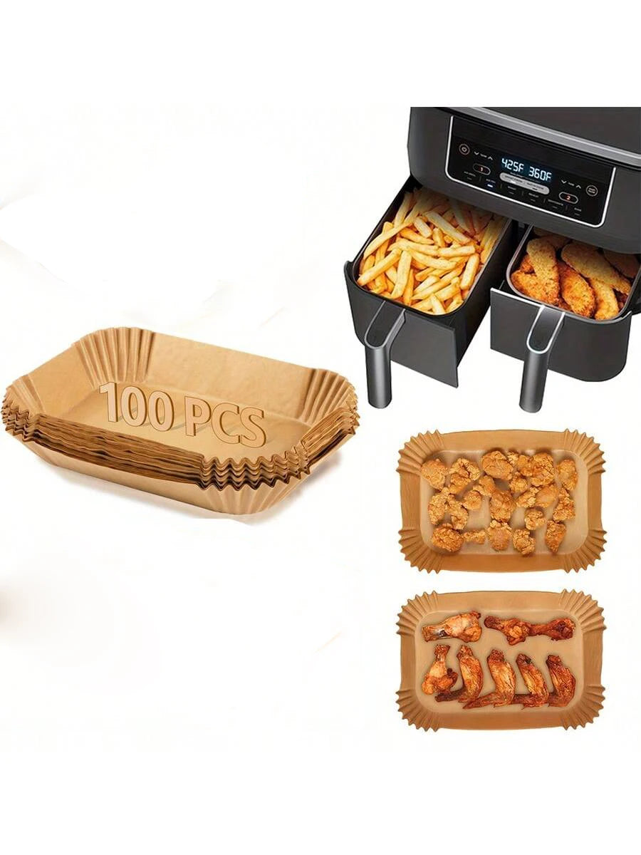 10-200pcs Air Fryer Disposable Paper Liner Square Air Fryer Liner Oil & Waterproof Parchment Paper for Baking Roasting & BBQs Gr